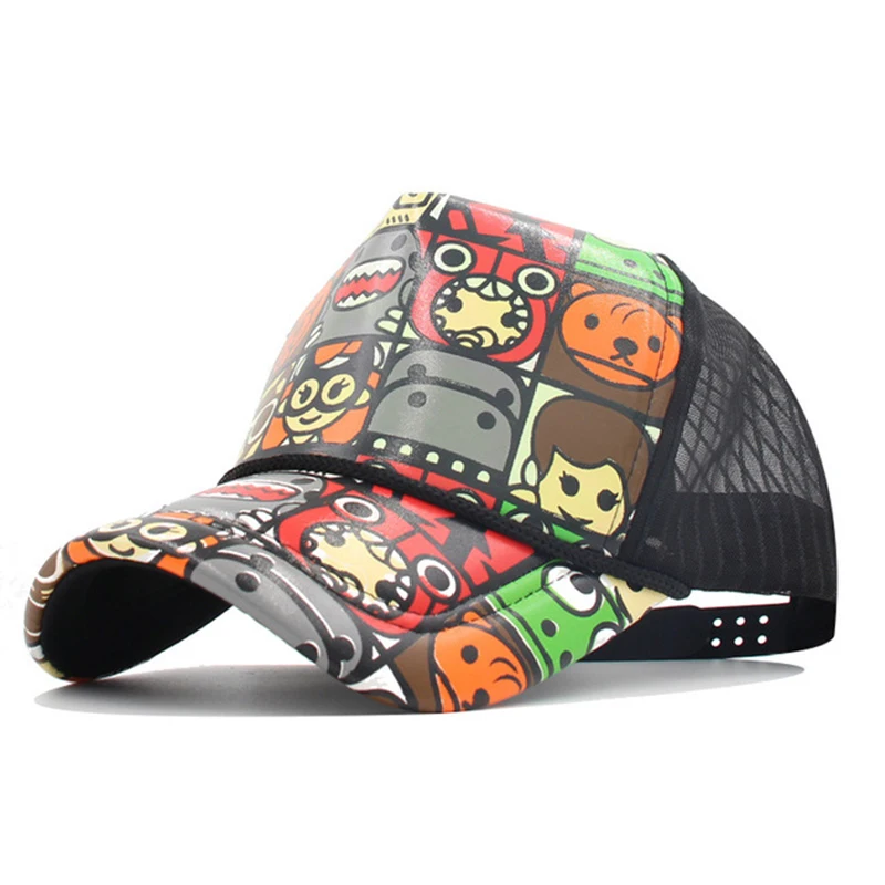 New Children Hip Hop Baseball Cap Summer Cartoon Kids Sun Hat Boys Girls Mesh Outdoor Breathable Snapback Caps Hat For 3-8 years