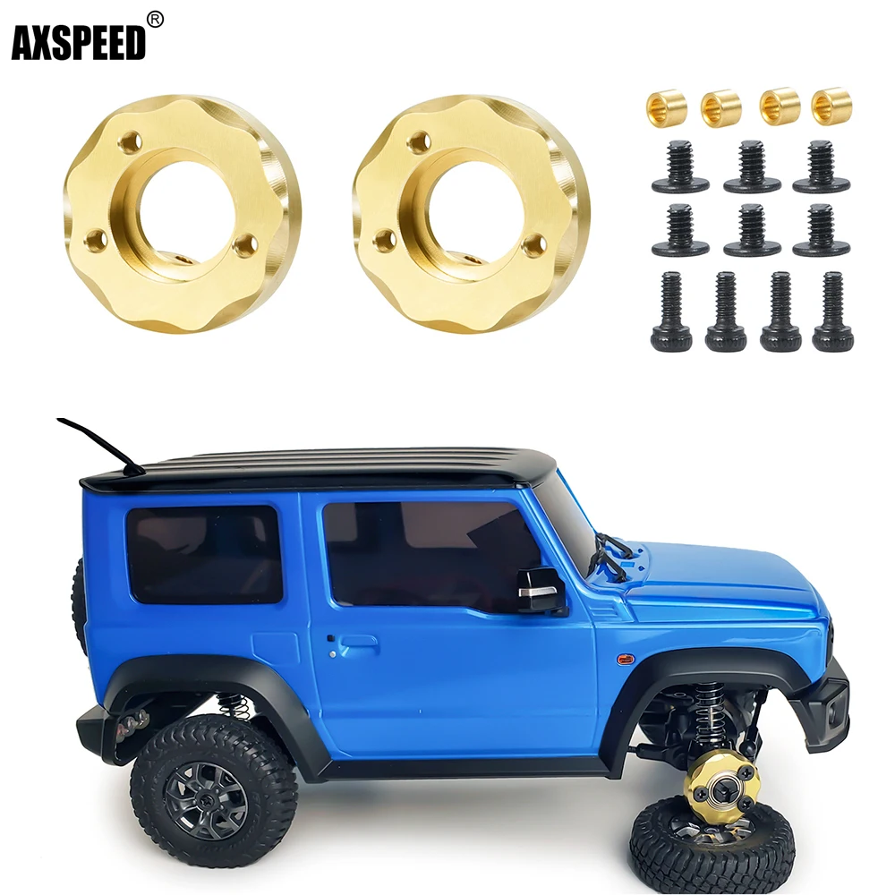 AXSPEED 2pcs Brass Counterweight Wheel Hubs Combiner for Kyosho MINI-Z 4×4 1/18 Jimny 1/24 Wrangler Hilux RC Crawler Car