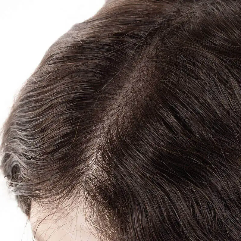 Peruca natural do cabelo humano dos homens da unidade 0.06 do sistema da substituição da peruca do cabelo humano 0.08-100% mm masculino da prótese do cabelo