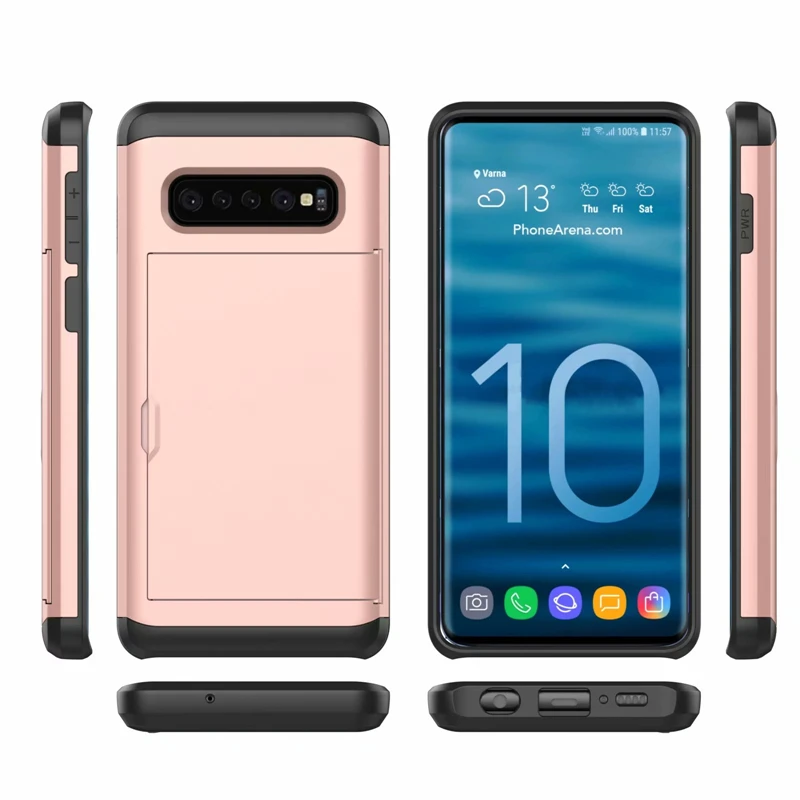 For Samsung Galaxy Note 10 Plus S10 E 5G S9 S8 Case Hybrid Tough Slide Wallet Card Storage Armor Cover For Note 8 9