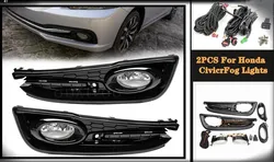 2PCS For 2013 2014 2015 Honda-Civic-4Dr Sedan Bumper Fog Lights Lamps  Accessories w/Switch Left+Right Clear Lens