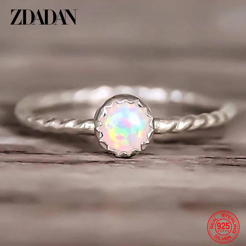 ZDADAN-Anillo de ópalo de Plata de Ley 925 para mujer, joyería de boda, regalo de fiesta