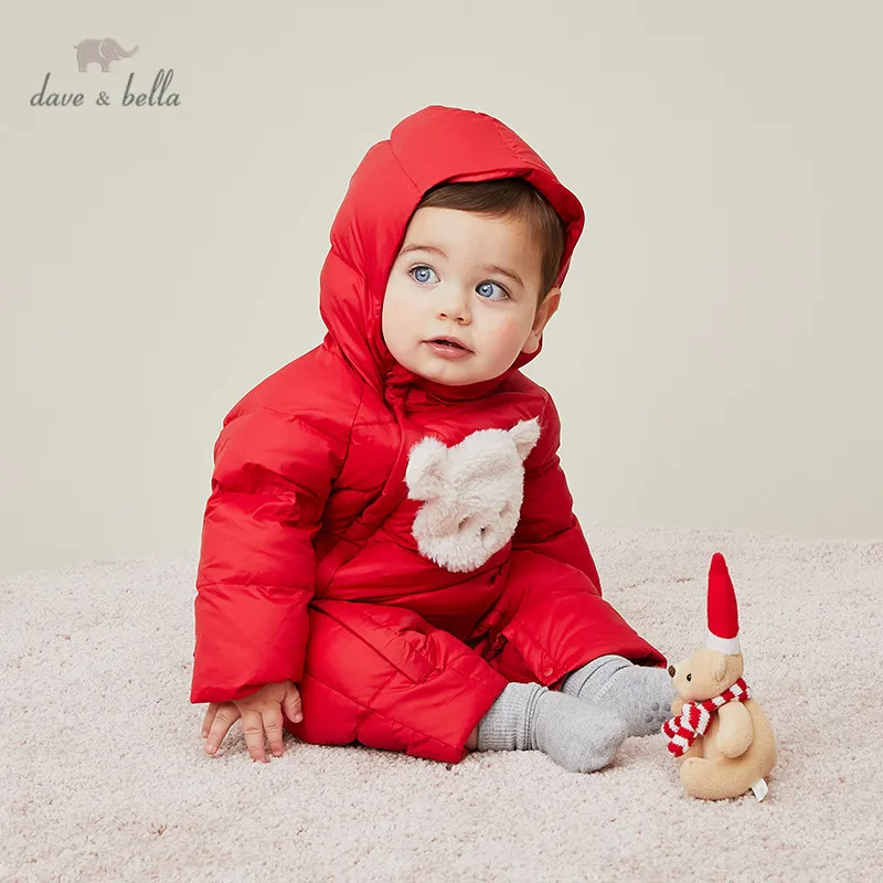 

DB15719 dave bella winter new born baby unisex cartoon down padded jumpsuits infant toddler clothes children romper 1 piece