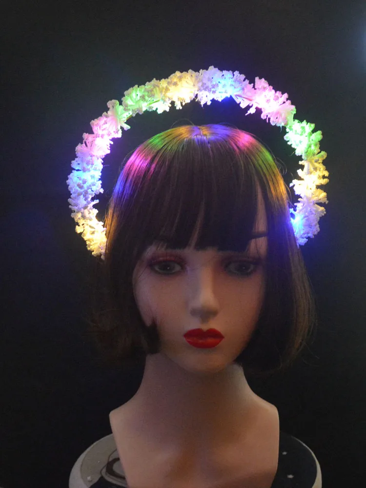 Women Girl Led Glow Blinking Goddess Angel Flower Halo Light Headband Princess Hair Crown Bride Gift  navidad Wedding Festival