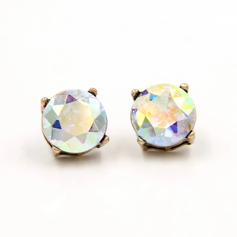 Vintage Jewelry Modern&Minimalism Female Retro Alloy Many Sections Glass Dot Stud Earrings