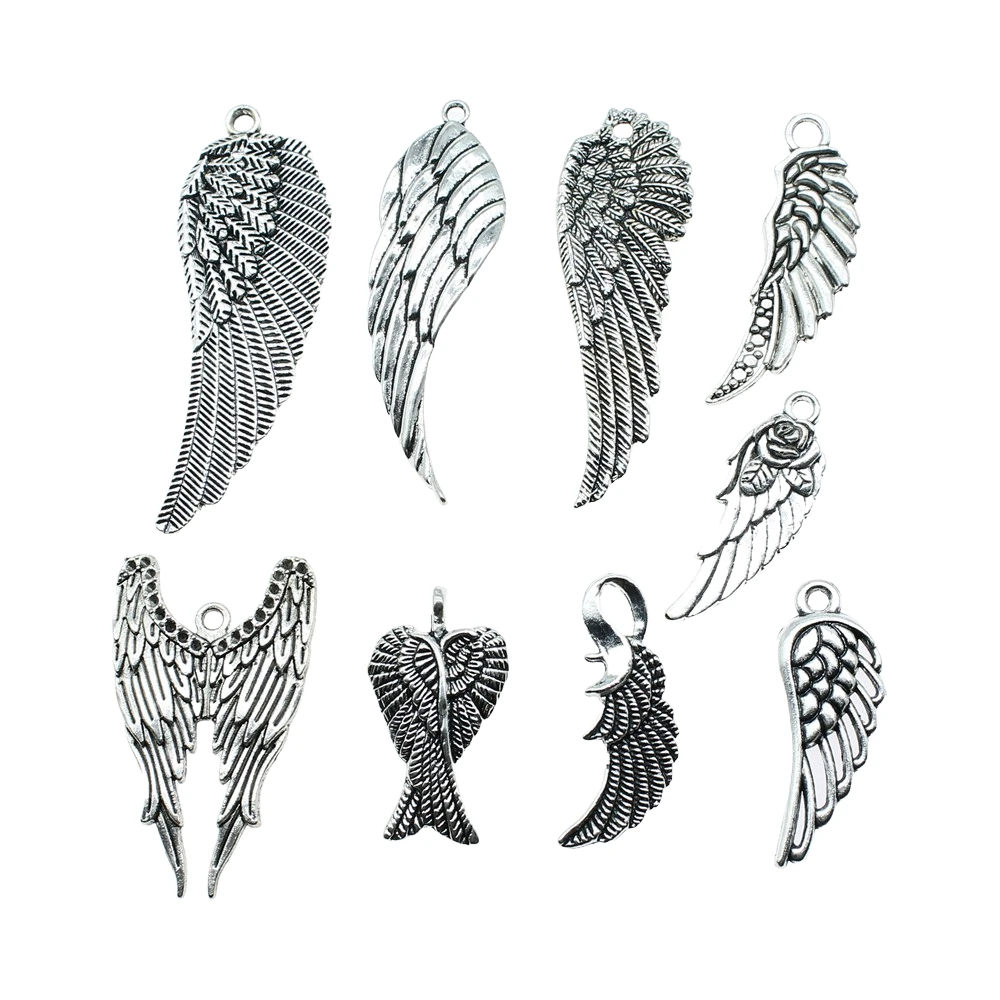 10pcs Charms Wing Antique Silver Color Bird Wings Pendant Charms Wing Charms Pendant For Jewelry Making