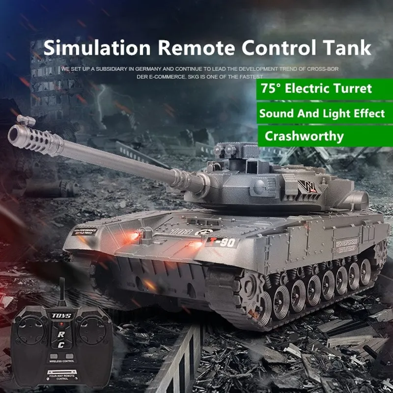 

Simulation Electric Remote Control Tank 4CH Turret Rotate Simulation Sound Effect With Light Children's RC Battle Tank Model Toy