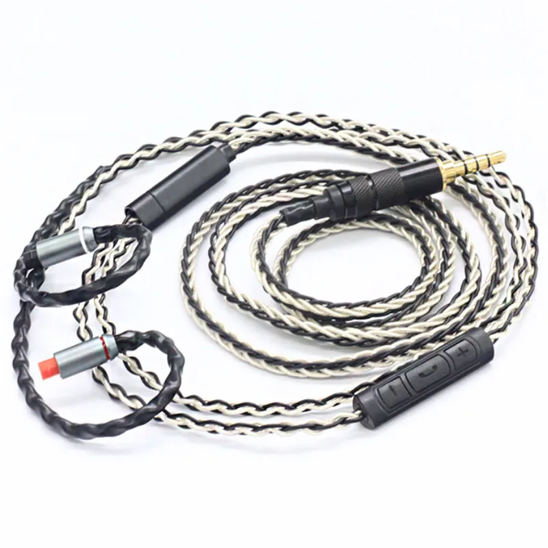 DIY kabel do słuchawek posrebrzany przewód z mikrofonem mmcx/0,78mm/IE80/A2DC/IM50