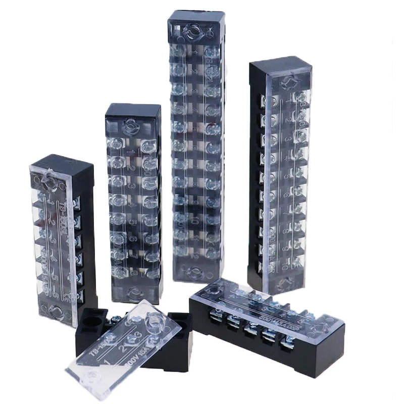 TB-1503/1504/1506/1508/1510/1512 Dual Row Strip Screw Terminal Block 15A 600V Fixed Wiring Board wire connector
