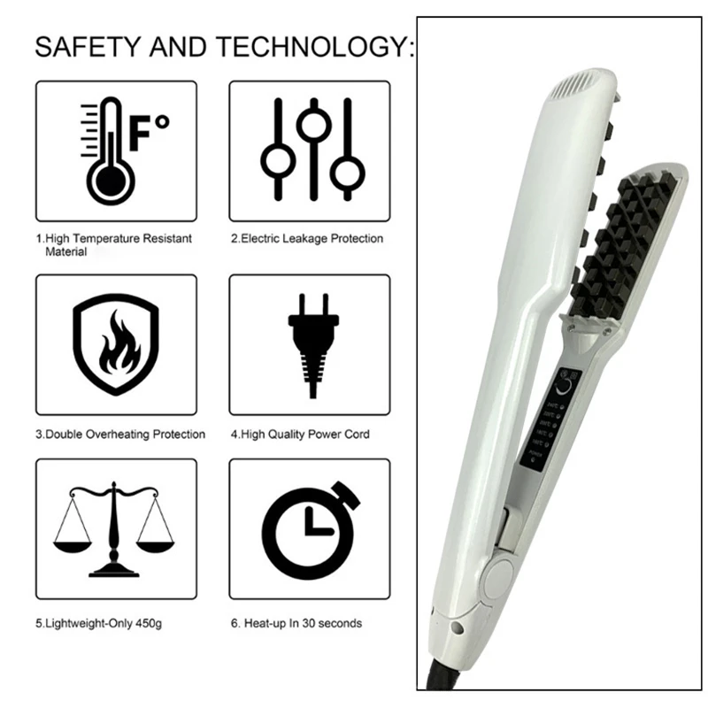 Professional Volumizing Hair Iron Straightener Comb Increase Hair Volume Fluffy Hair Straightener Flat Irons Fluffy Corn Perm
