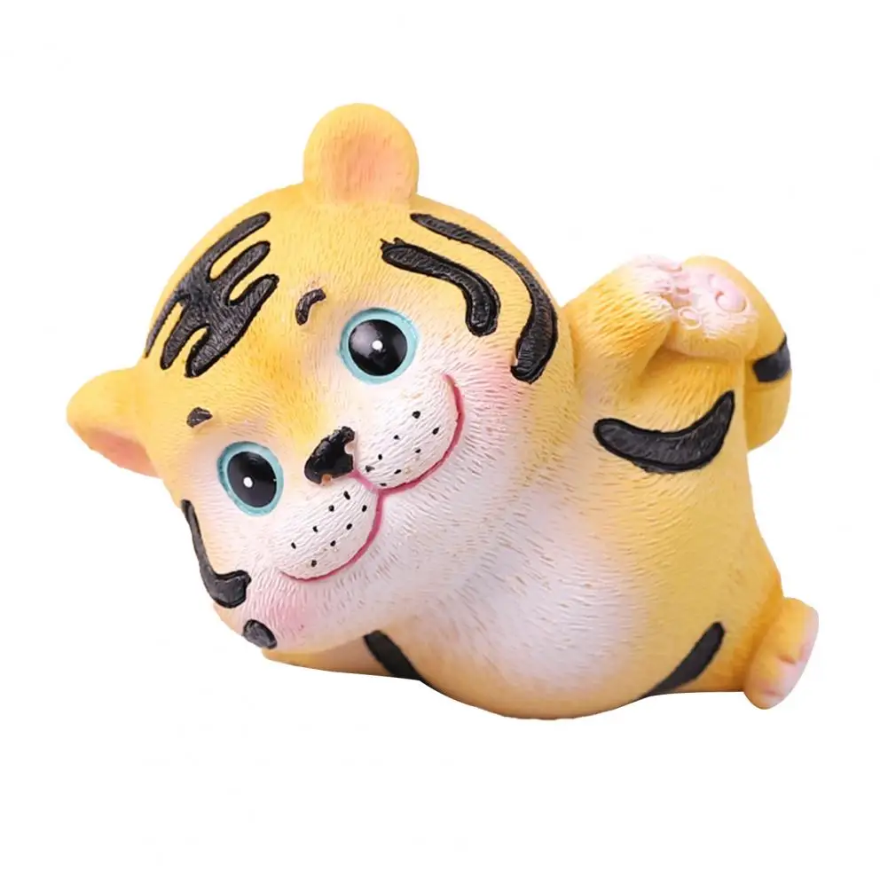 Cartoon Tiger Animal Ornament Funny Expression Decoration Cute Posture Tiger Small Statue Ornaments Car Interior Accessories