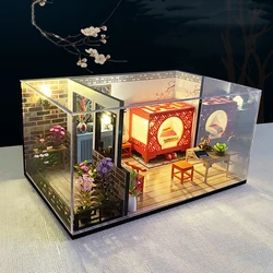 DIY Wooden Casa Doll House Miniature Building Kits with Furniture Chinese Loft Villa Assembled Dollhouse for Adults Xmas Gifts