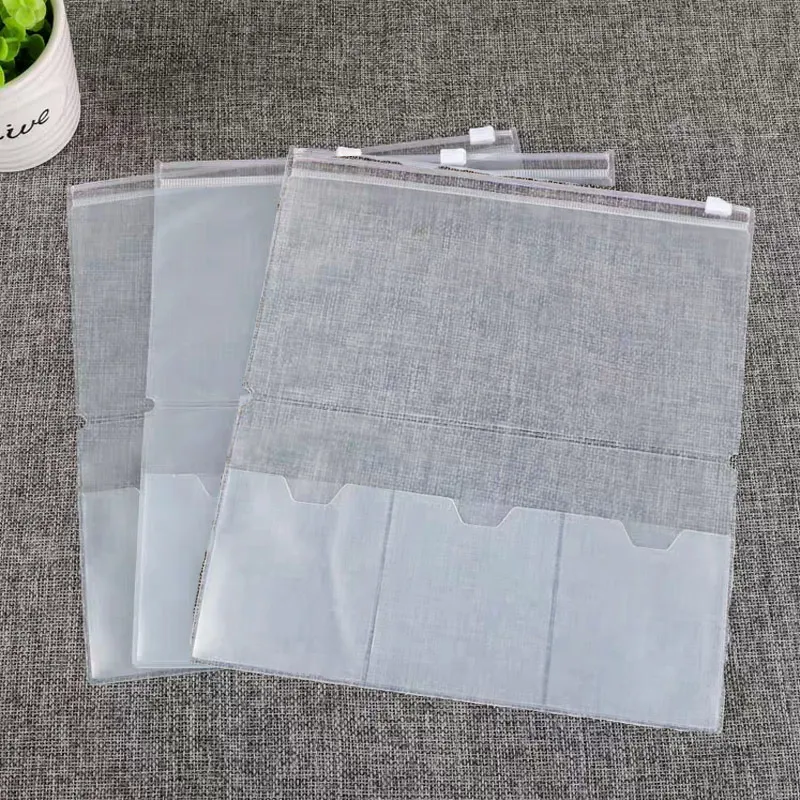 5pcs PVC Zipper Pocket File Folder  Pouch PVC Clear Refill Pack  For Travel Journal Handmade Leather Storage Standard/Pocket/Pas