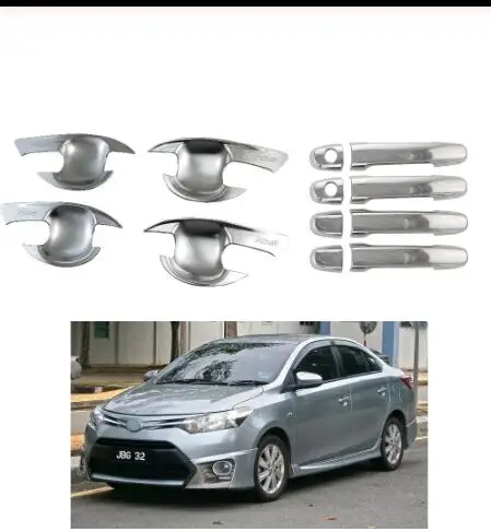 For Toyota Vios Yaris ATIV 2014 2015 2016 door handle bowl cover ABS Chrome Accessories Stickers Car Styling