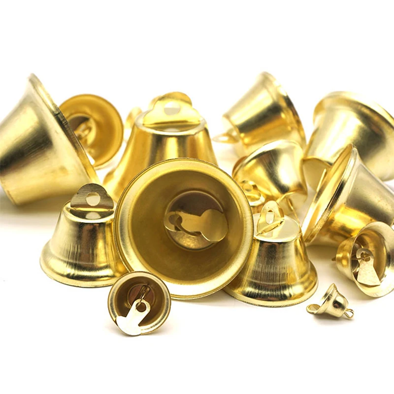 10Pcs Gold Small Bell Metal Wind Chime Pendant Hand DIY Speaker Bell Christmas Party Home Garden Decoration Supplies