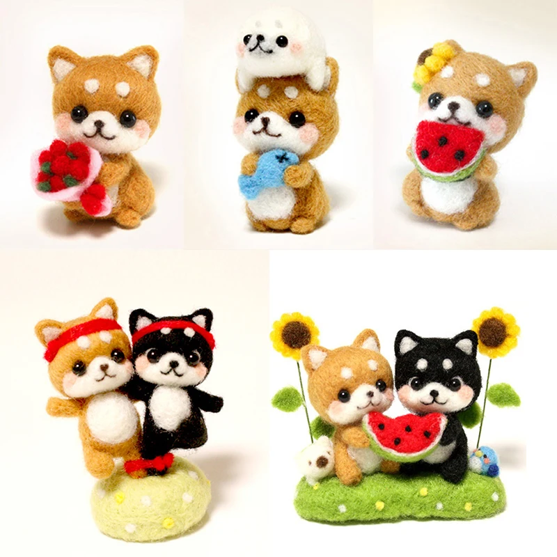 Fun Craft Toy Wool Felt Animal Shiba Inu Brooch Jewelry Unfinished Material Set diy Passing Time Handmade Toy Material Set Gift