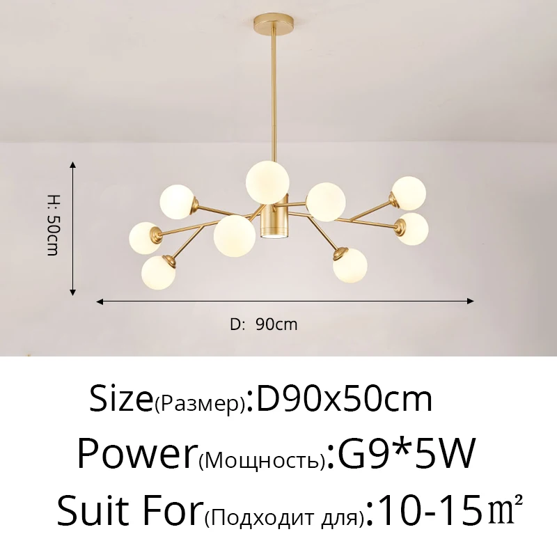Creatieve molecuulvormige kroonluchter Goud Zwarte glazen bollamp Voor woonkamer slaapkamer G9 lampen armaturen Binnenverlichting metalen kroonluchter