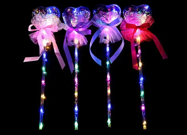 

Party Light-up Magic Wand Glow Stick Witch Wizard Clear Heart Shape Led Wands Rave Toy Great For Birthdays Princess Dress Up Props Halloween Xmas Gift