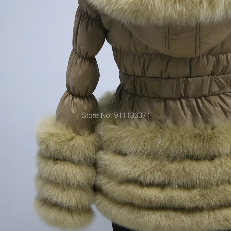 Custom Free Shipping Woman And Children Puffer Jacket 4 Rows With Detached Hood Sleeves Real Fur Down Coat