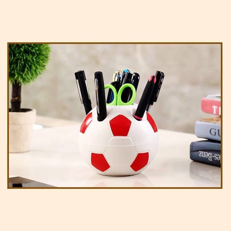 펜 홀더 사무실 학생 문구 연필 데스크탑 스토리지 박스, 축구 패턴 연필 컵 홀더 GDeals