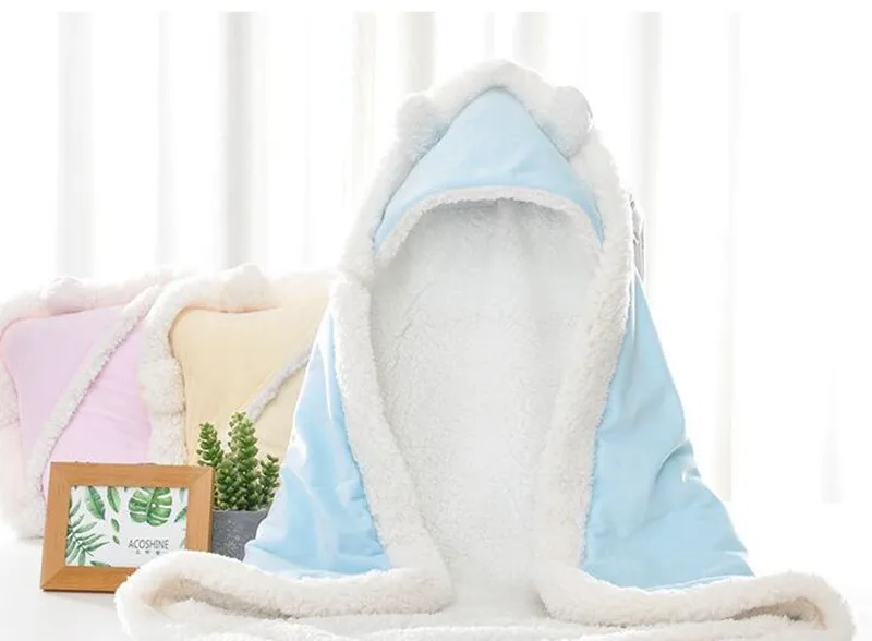 Manta cálida de invierno para bebé, niño y niña, envoltura de doble capa de forro polar para bebé recién nacido, ropa de cama para niños