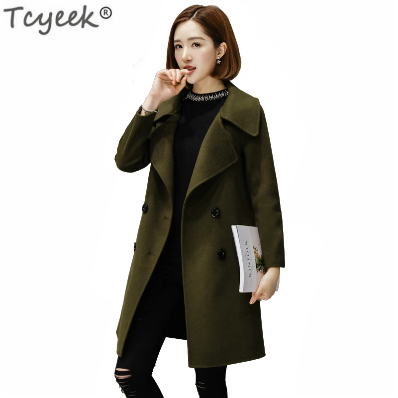 

2020 Winter 100% Wool Coat Women Long Jacket Ladies Double-faced Woolen Coats Autumn Tops Clothes Casaco Feminino LWL762