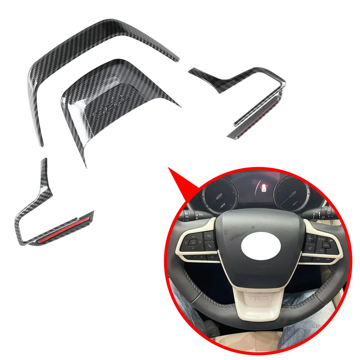 

4 шт., накладки на руль из углеродного волокна для Toyota Highlander 2020 2021 2022