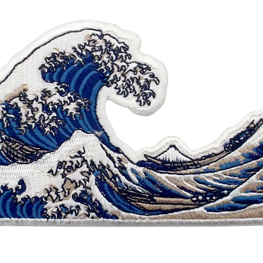 Embird Patches Embroidered Patch For Clothes Great Wave off Kanagawa  Ceo-friendly Handmade Applique Patches For Kids Patch