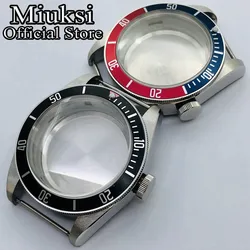 Miuksi 41mm silver solid stainless steel watch case domed sapphire glass fit NH35 NH36 ETA2824 PT5000 Seagull ST2130 movement