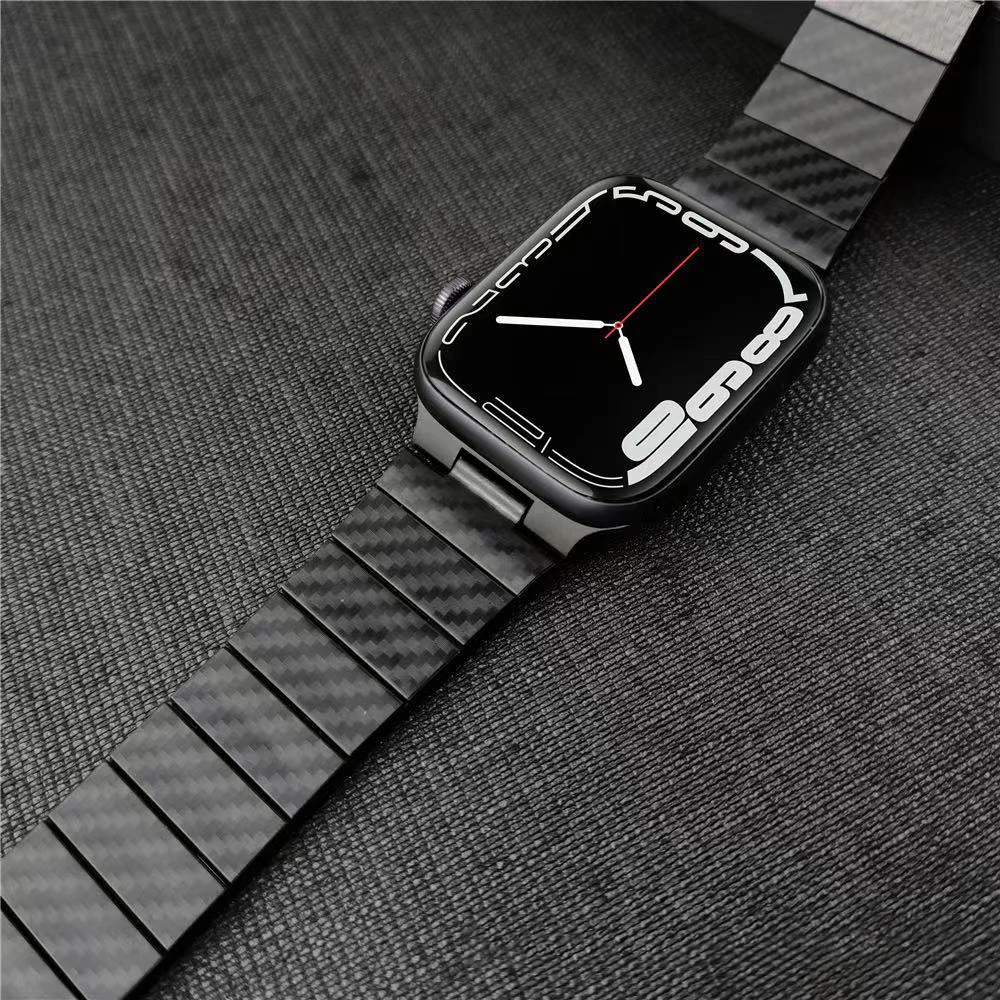 

Ремешок из углеродного волокна для Apple Watch Band, легкий звеньевой браслет для iWatch Series 3 4 5 6 SE 7, 45 мм 44 мм 42 мм 41 мм 40 мм 38 мм