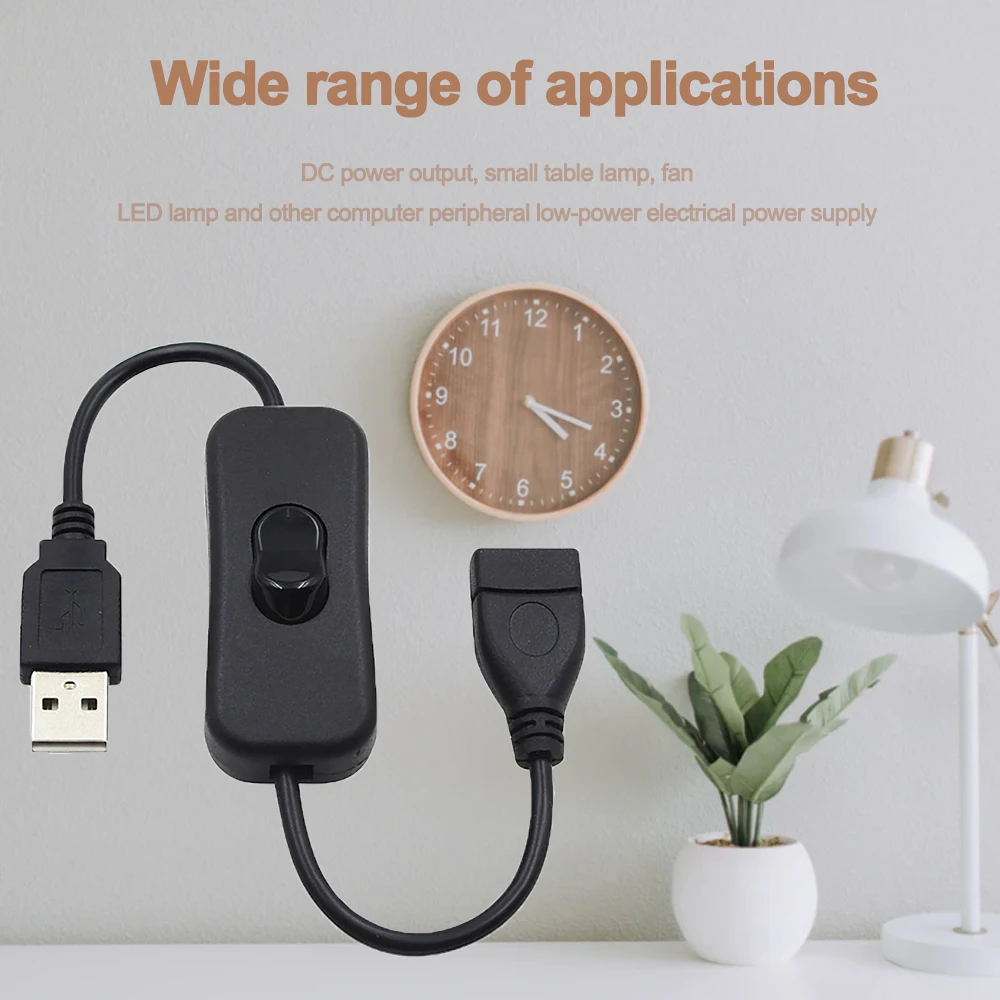 USB Cable 28cm USB 2.0 Male to Female Extension Extender Black Cable With Switch ON OFF Cable For USB Lamp USB Fan