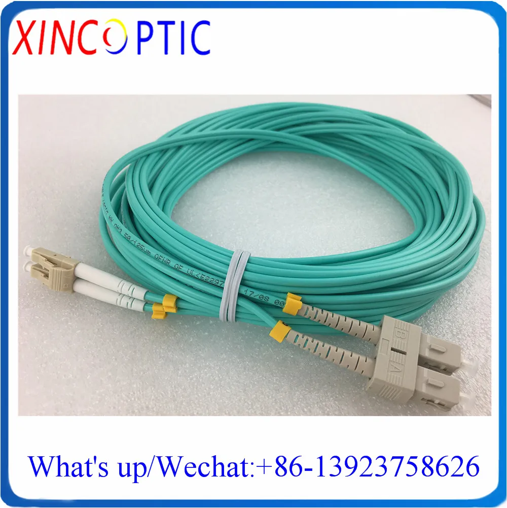 SC-LC OM3 DX 5M Fiber Patchkabel, SC/UPC-LC/UPC MM(OM3-150),DX, 3,0mm,1/2/3/5M,Aqua LSZH Jacke, fiber Optische Patchkabel Stecker