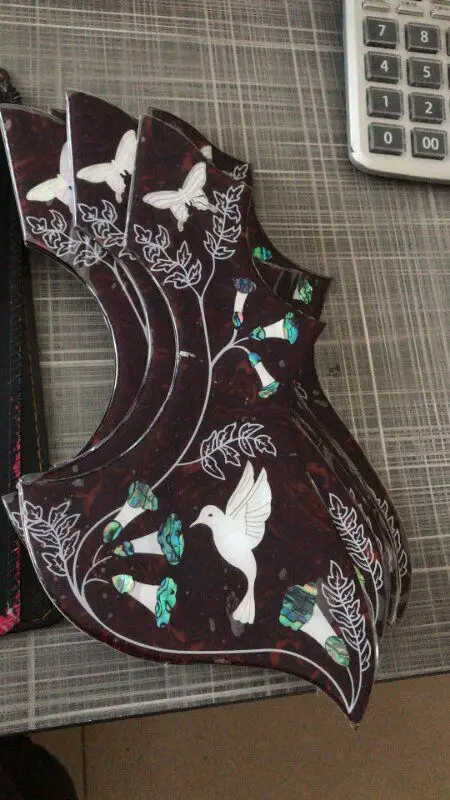 free shipping 2mm thickness original handmade celluloid pickguard guitar Abalone bird inlays 41