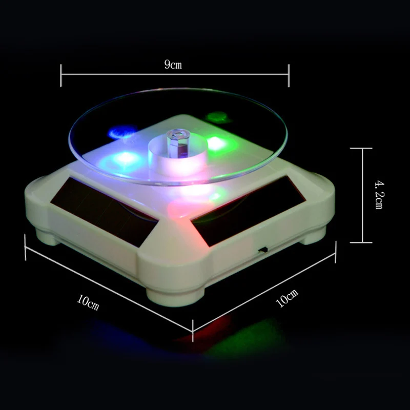 Newly LED Light Solar Jewelry Display Stand 360 Rotating Showcase Necklace Bracelet Watch Ring Show Turntable CLA88