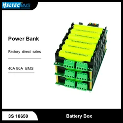 Power bank 12V battery pack lithium battery case balance circuits 40A 80A BMS 3S battery box diy ebike 18650 battery hold