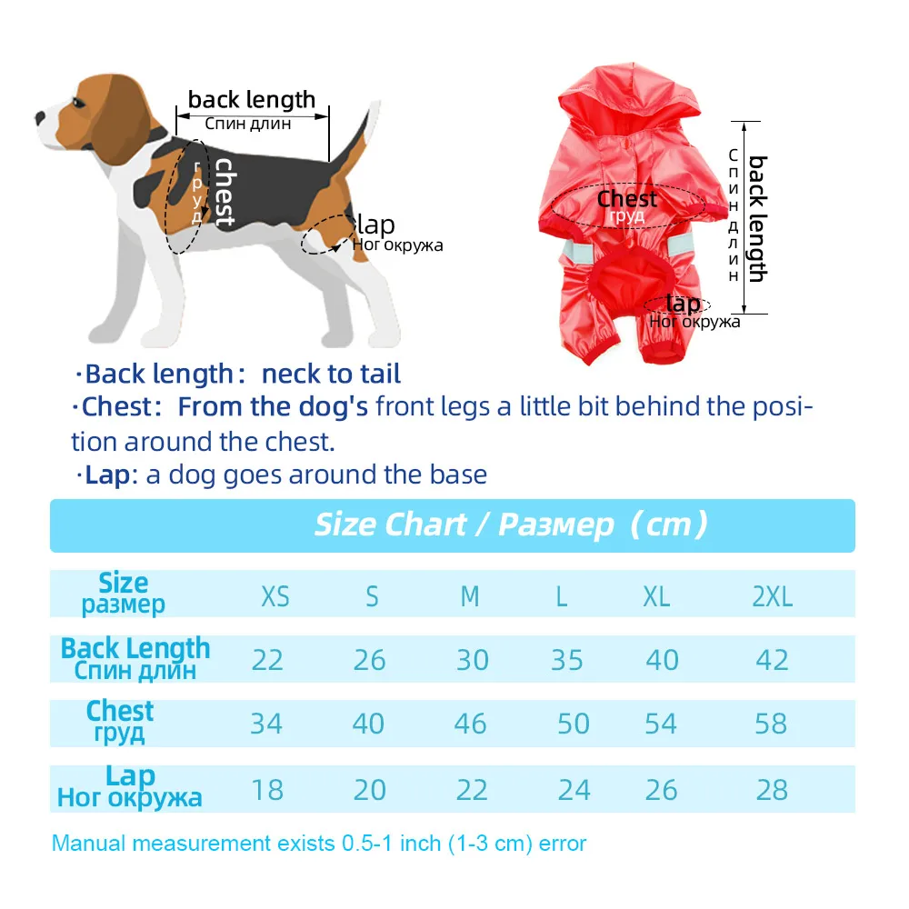 Pet Dog Waterproof Raincoat Jumpsuit Reflective Rain Coat Sunscreen Jacket for Small Supplies Outdoor Clothes