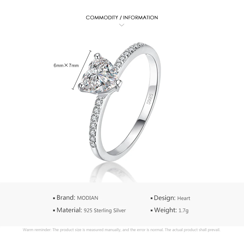 Women's Sparkling 925 Sterling Silver Heart CZ Ring
