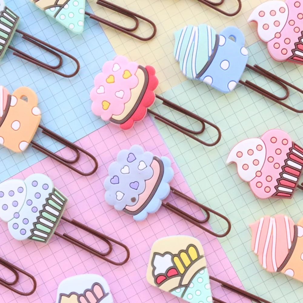 Domikee cute creative cartoon ice cream shape school student paper clips set kawaii kids bookmarks stationery supplies 4pcs