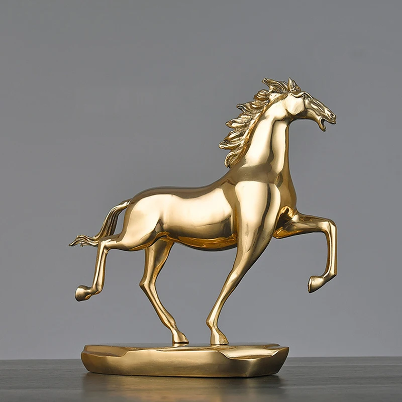 Brass Horse Statue Golden Figurine Copper Horse Decoration Home Deco Desktop Ornament  Collectable Sculpture Birthday Gift