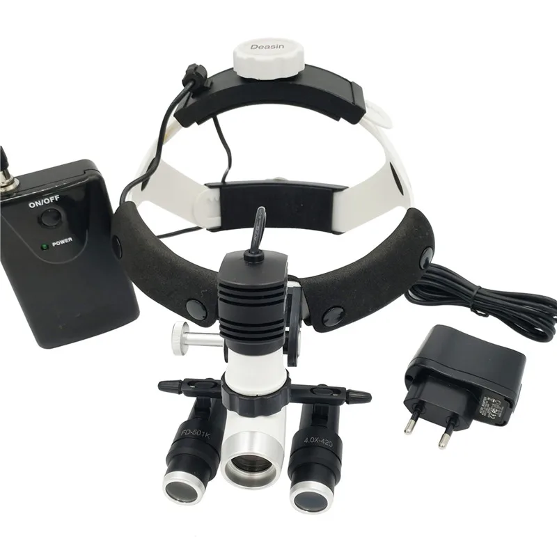 Medical Loupes 4/5/6.0X Binocular Magnifier+5W LED Dental Head Light Surgical Dental Headlight Headlamp Illuminator