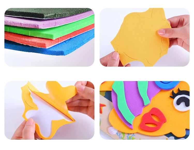 10 Pcs/Set Children\'s DIY 3D Cartoon EVA Foam Sticker Puzzle for Boys Girls Handmade Material Kit Brain Game Toys