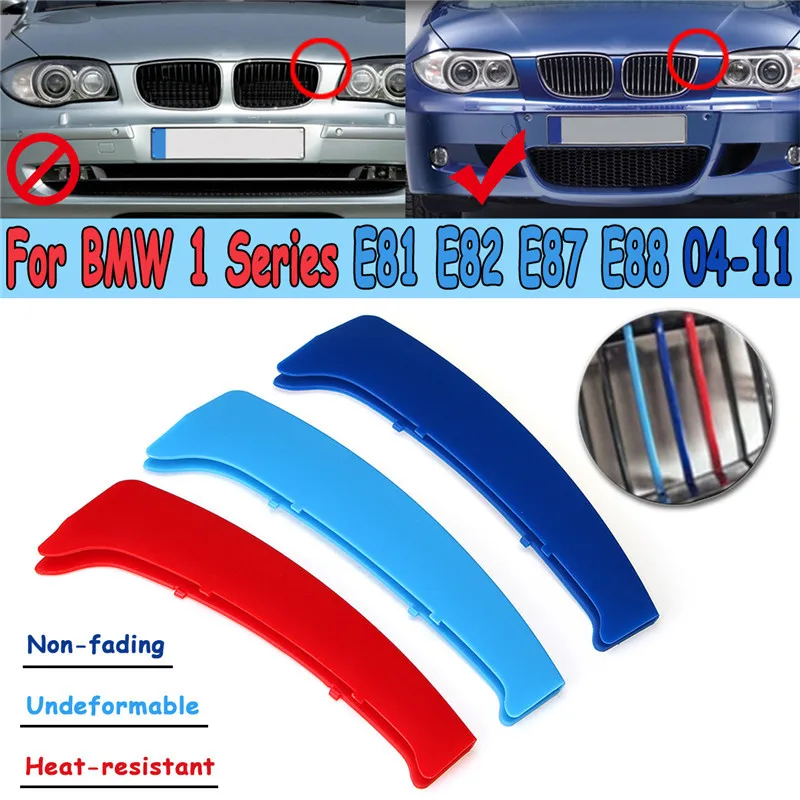 M Style 2 Style 3D Sport Grille Grill Cover Clip Trim For BMW 1 Series E81 E82 E87 E88 2004 2005 2006 2007 2008 2009 2010 2011