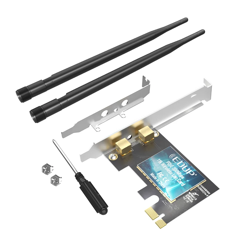 PCI-E 2.4G Không Dây Thẻ Lan 300Mbps Mạng 802.11n Độ Lợi Cao Anten Kép Hỗ Trợ Windows 7/8.1/10 Cho Máy Tính Bộ Điều Hợp