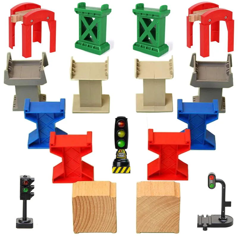 Wooden Track Parts Train Railway Bridge Bracket Train Track Set Accessories Pier Fit Thomas Wooden Railway Car Toys For Kids