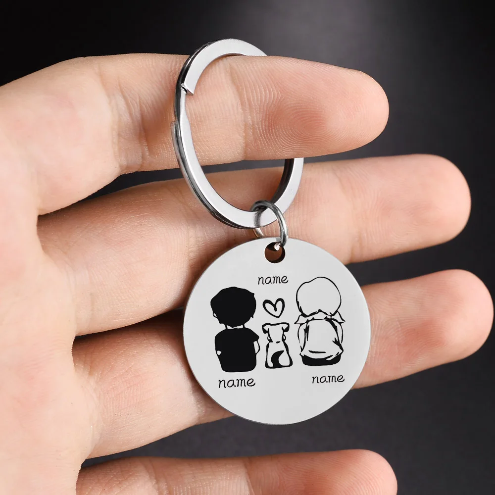 Personalized Family Gifts Keychain Custom Mom Dad Daughter Son Pet Key Chain Engraved Stainless Steel Mother Father Kids Keyring