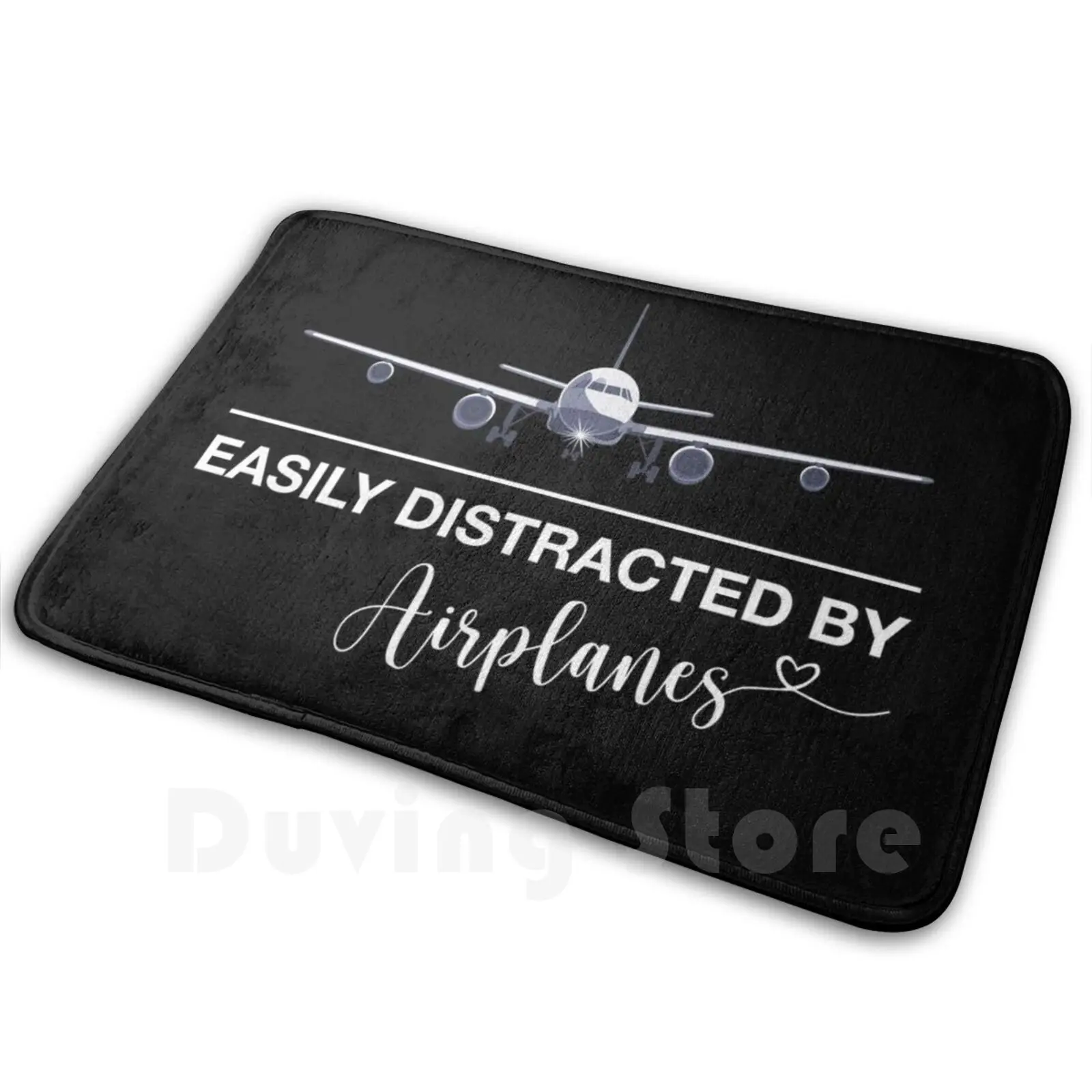 Easily Distracted By Airplanes For Aviation And Airplanes Lovers Soft Non-Slip Mat Rug Carpet Cushion Pilot Airplane