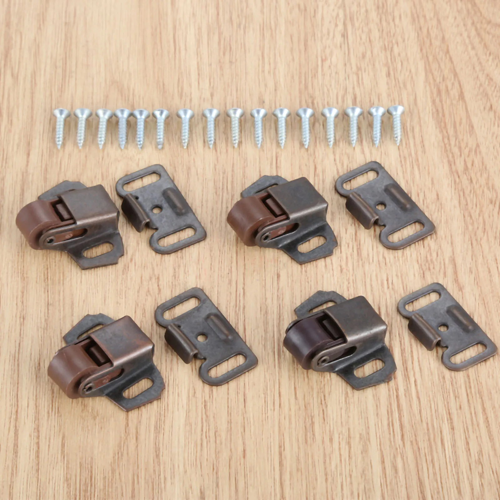 4pc Roller Catch Cabinet Door Stopper Spring Touch Latch Ball Roller Catches Wardrobe Stoppers Damper Buffer Furniture Hardware