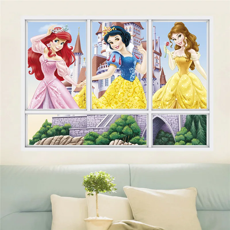 3d Vivid Lovely Cartoon Princess Castle Wall Stickers For Kids Room Butterfly Home Decoration Wall Decals