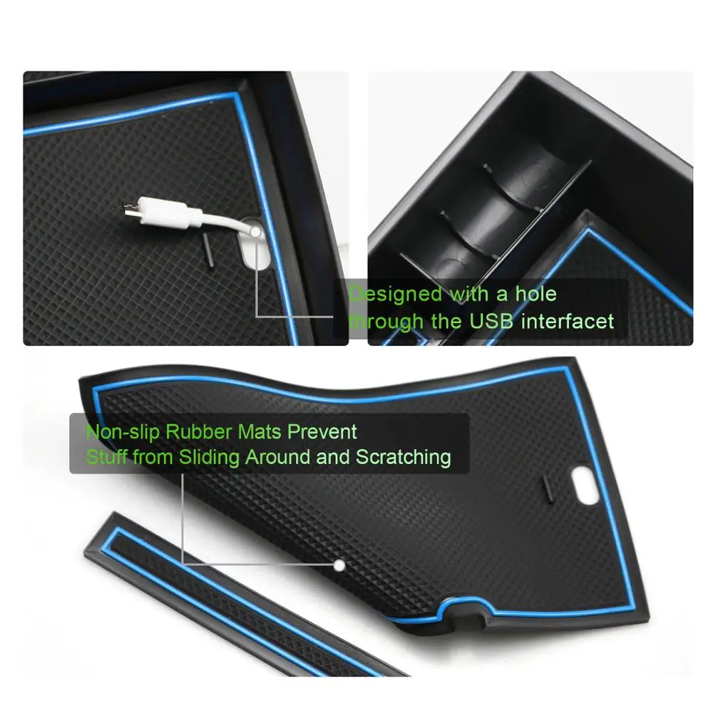 RUIYA-Caja de almacenamiento para apoyabrazos de coche para Kona Elektro/Kona EV 2020, recipiente de Control Central para coche, accesorios de almacenamiento Interior