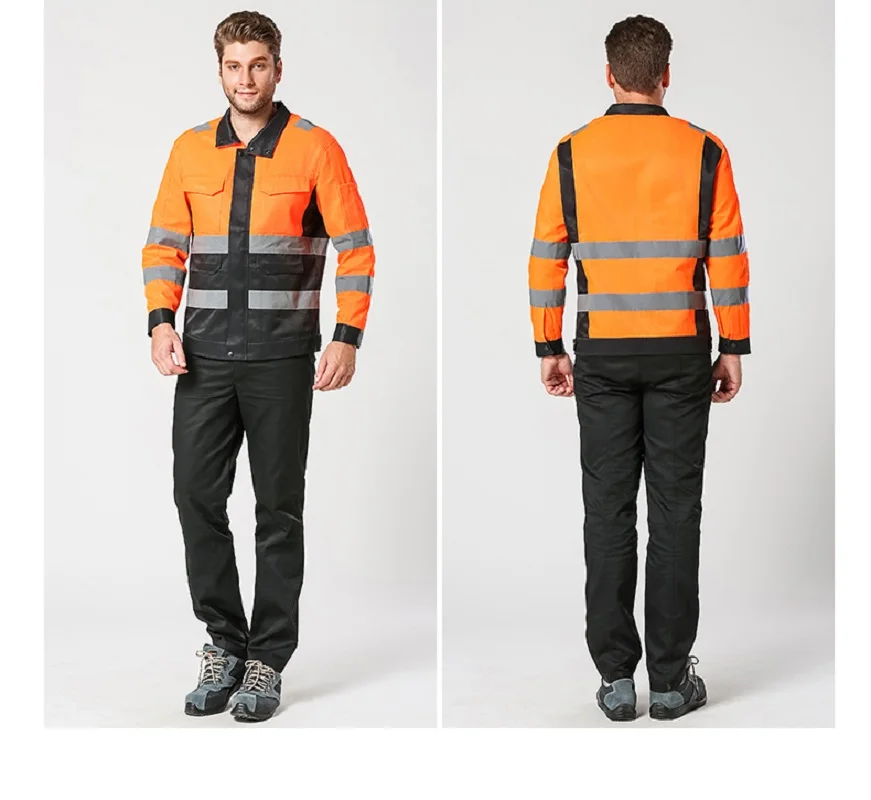 Reflective Stripe Coverall Working Uniforms Waterproof Railway Road Labor Protection Service Waterproof Road Administration Suit